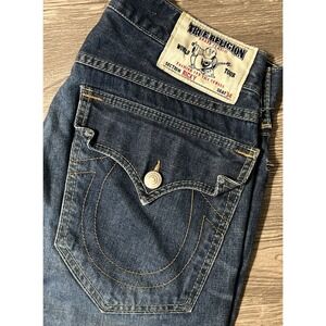 Vintage True Religion World Tour Ricky Dark Wash Straight Leg Jeans Sz 33x30 USA